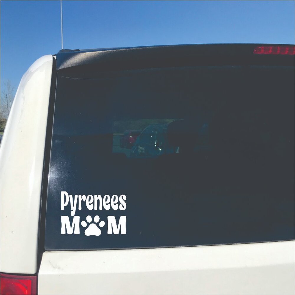 White Great Pyrenees Dog Mom Vinyl Window Decal